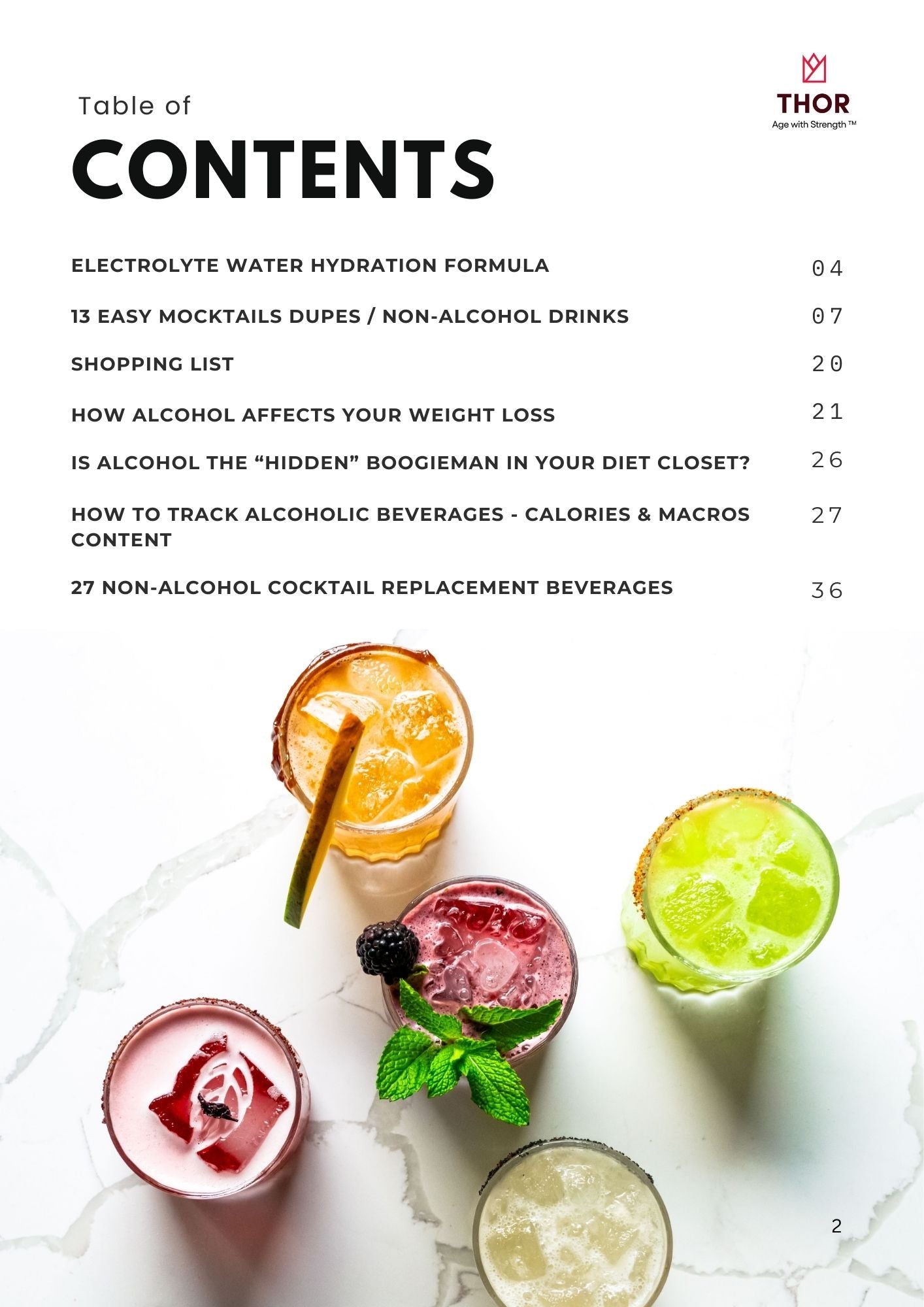 Best Electrolyte Hydration Recipe & 13 Easy Mocktail Recipes You'll Love & Your Guide to Alcohol & Weight Loss (64 page PDF)
