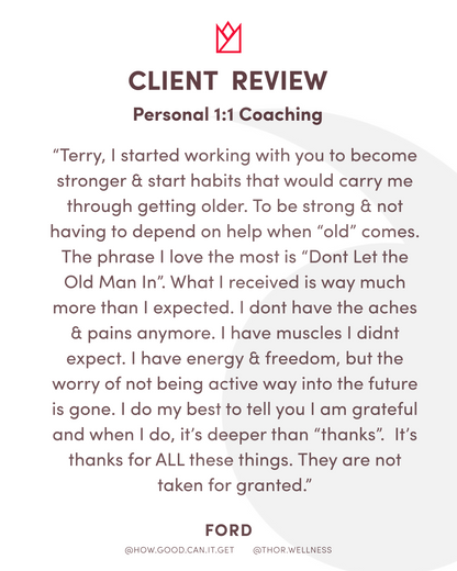Age With Strength™ Program - 16 Weeks - Personalized 1:1 Coaching Program with Terry